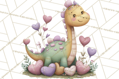Valentine Dinosaur Clipart PNG, Cute Valentine Dinosaurs Product Image 4