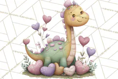 Valentine Dinosaur Clipart PNG, Cute Valentine Dinosaurs Product Image 4