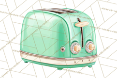 50s Retro Kitchen Clipart, Vintage 1950s Kitchen Appliances Product Image 4