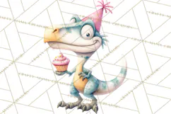 Dinosaur Birthday Clipart PNG, Watercolor Dino Birthday Product Image 3