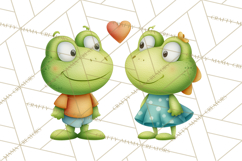 Cute Frog Couple Clipart, Baby Frogs Romantic Png Product Image 2