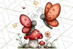 Happy Bug Friends Clipart, Ladybugs, Bees, Butterflies Png Product Image 3