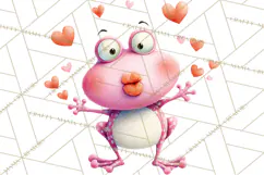 Valentine Frog Clipart PNG, Cute Valentine Frogs, Kids Product Image 3