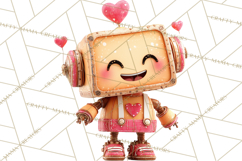 Valentine Robot Clipart PNG, Cute Valentine Robots, Kids Product Image 4