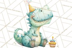 Dinosaur Birthday Clipart PNG, Watercolor Dino Birthday Product Image 4