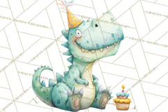 Dinosaur Birthday Clipart PNG, Watercolor Dino Birthday Product Image 4