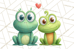 Cute Frog Couple Clipart, Baby Frogs Romantic Png Product Image 3