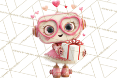 Valentine Robot Clipart PNG, Cute Valentine Robots, Kids Product Image 5