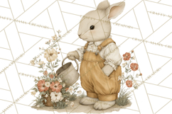 Vintage Spring Bunny Clipart, Whimsical Bunny Gardening Product Image 5