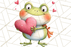 Valentine Frog Clipart PNG, Cute Valentine Frogs, Kids Product Image 5