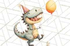 Dinosaur Birthday Clipart PNG, Watercolor Dino Birthday Product Image 5
