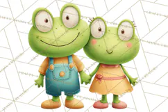 Cute Frog Couple Clipart, Baby Frogs Romantic Png Product Image 4