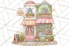 Watercolor Spring Town Clipart, Whimsical Pastel Village Product Image 2