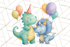 Dinosaur Birthday Clipart PNG, Watercolor Dino Birthday Product Image 2