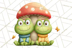 Cute Frog Couple Clipart, Baby Frogs Romantic Png Product Image 2
