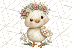 Spring Garden Animals Clipart, Cute Pastel Bunny Chick Lamb Product Image 2