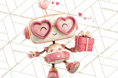 Valentine Robot Clipart PNG, Cute Valentine Robots, Kids Product Image 2