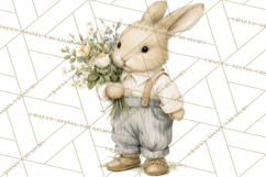 Vintage Spring Bunny Clipart, Whimsical Bunny Gardening Product Image 2