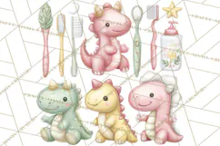 Dinosaur Dentist Clipart Cute Pediatric Dental PNG Product Image 3