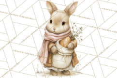 Vintage Spring Bunny Clipart, Whimsical Bunny Gardening Product Image 3