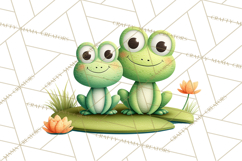 Cute Frog Couple Clipart, Baby Frogs Romantic Png Product Image 4