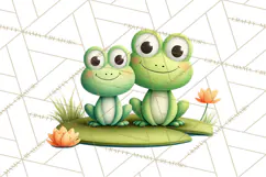 Cute Frog Couple Clipart, Baby Frogs Romantic Png Product Image 4