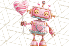 Valentine Robot Clipart PNG, Cute Valentine Robots, Kids Product Image 4