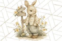 Vintage Spring Bunny Clipart, Whimsical Bunny Gardening Product Image 5