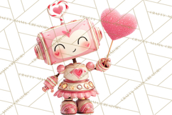 Valentine Robot Clipart PNG, Cute Valentine Robots, Kids Product Image 5
