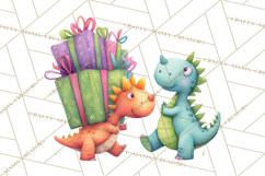 Dinosaur Birthday Clipart PNG, Watercolor Dino Birthday Product Image 5