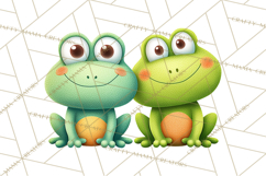 Cute Frog Couple Clipart, Baby Frogs Romantic Png Product Image 5