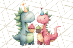 Dinosaur Birthday Clipart PNG, Watercolor Dino Birthday Product Image 2