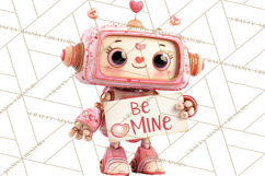 Valentine Robot Clipart PNG, Cute Valentine Robots, Kids Product Image 2
