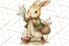 Vintage Spring Bunny Clipart, Whimsical Bunny Gardening Product Image 2