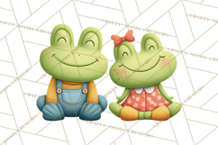 Cute Frog Couple Clipart, Baby Frogs Romantic Png Product Image 2