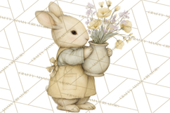 Vintage Spring Bunny Clipart, Whimsical Bunny Gardening Product Image 3