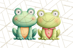 Cute Frog Couple Clipart, Baby Frogs Romantic Png Product Image 3