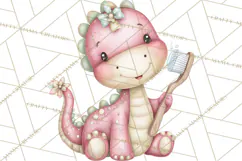 Dinosaur Dentist Clipart Cute Pediatric Dental PNG Product Image 3
