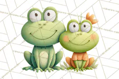 Cute Frog Couple Clipart, Baby Frogs Romantic Png Product Image 4