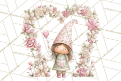 Valentine Gnome Clipart PNG, Gnome Girl Valentine Clip Art Product Image 4