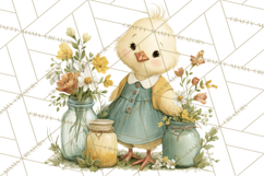 Vintage Spring Chicks Clipart, Cute Baby Chick Gardening Product Image 5
