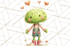 Green Alien Valentine Clipart PNG, Cute Alien Valentines Product Image 5