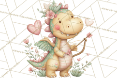 Valentine Dinosaur Clipart PNG, Cute Valentine Dinosaurs Product Image 5