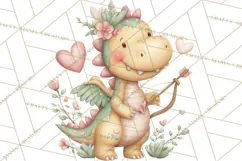 Valentine Dinosaur Clipart PNG, Cute Valentine Dinosaurs Product Image 5
