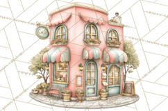 Watercolor Spring Town Clipart, Whimsical Pastel Village Product Image 5