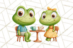 Cute Frog Couple Clipart, Baby Frogs Romantic Png Product Image 5