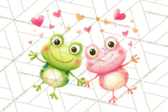 Valentine Frog Clipart PNG, Cute Valentine Frogs, Kids Product Image 2