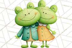 Cute Frog Couple Clipart, Baby Frogs Romantic Png Product Image 2