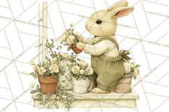 Vintage Spring Bunny Clipart, Whimsical Bunny Gardening Product Image 2