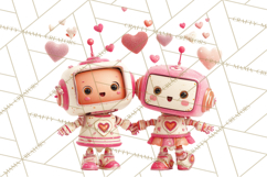 Valentine Robot Clipart PNG, Cute Valentine Robots, Kids Product Image 3